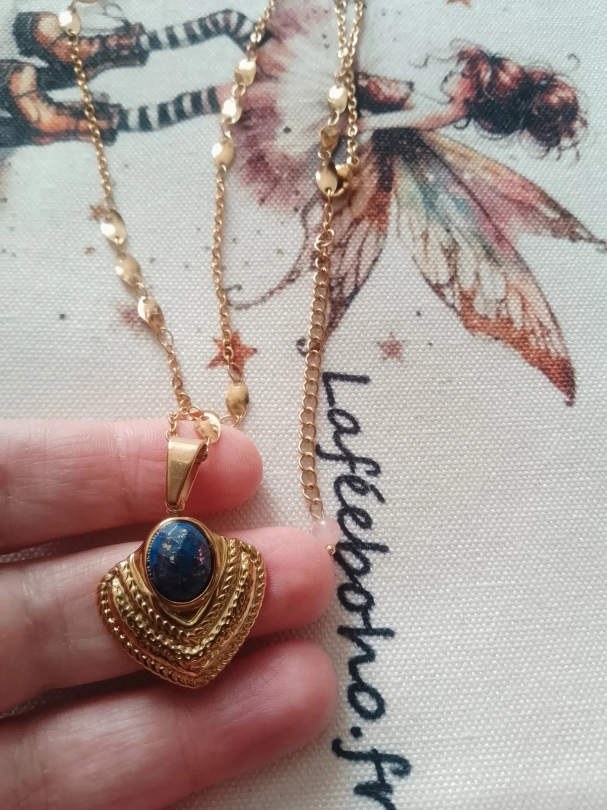 Collier pierre naturelle de lapis lazuli d'Afghanistan – photo 2
